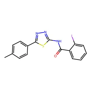 2-iodo-N-[5-(4-methylphenyl)-1,3,4-thiadiazol-2-yl]benzamide structure