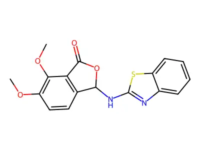3-(1,3-benzothiazol-2-ylamino)-6,7-dimethoxy-3H-2-benzofuran-1-one structure