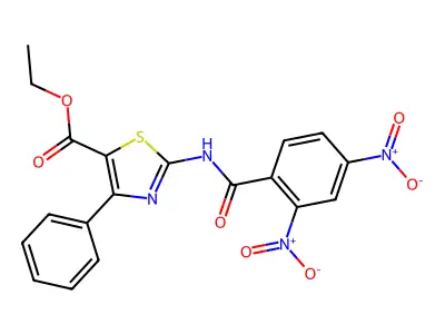 Ethyl 2-[(2,4-dinitrobenzoyl)amino]-4-phenyl-1,3-thiazole-5-carboxylate structure