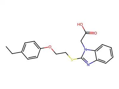 {2-[2-(4-Ethyl-phenoxy)-ethylsulfanyl]-benzoimidazol-1-yl}-acetic acid structure
