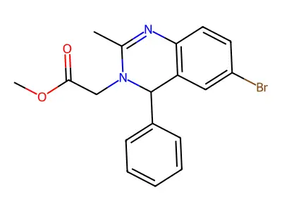 Methyl 2-(6-bromo-2-methyl-4-phenyl-3,4-dihydroquinazolin-3-yl)acetate structure