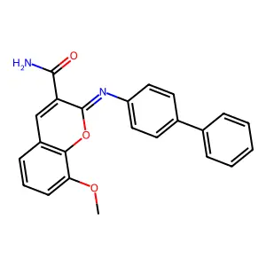 (Z)-2-([1,1'-biphenyl]-4-ylimino)-8-methoxy-2H-chromene-3-carboxamide structure