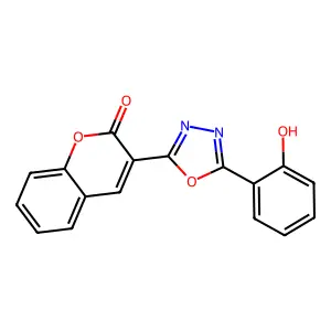 3-[5-(2-hydroxyphenyl)-1,3,4-oxadiazol-2-yl]-2H-chromen-2-one structure