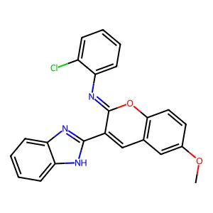3-(1H-benzimidazol-2-yl)-N-(2-chlorophenyl)-6-methoxychromen-2-imine structure