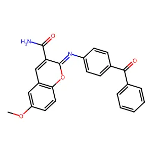 (2Z)-2-[(4-benzoylphenyl)imino]-6-methoxy-2H-chromene-3-carboxamide structure