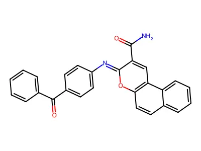 (3Z)-3-[(4-benzoylphenyl)imino]-3H-benzo[f]chromene-2-carboxamide structure