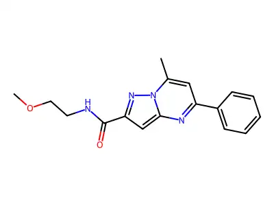 N-(2-methoxyethyl)-7-methyl-5-phenylpyrazolo[1,5-a]pyrimidine-2-carboxamide structure