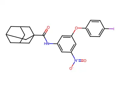 N-[3-(4-iodophenoxy)-5-nitrophenyl]adamantane-1-carboxamide structure