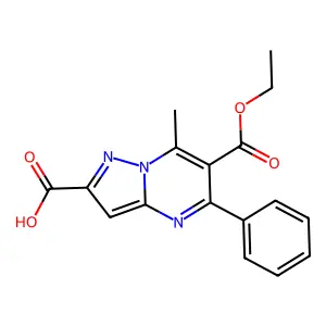 6-(Ethoxycarbonyl)-7-methyl-5-phenylpyrazolo[1,5-a]pyrimidine-2-carboxylic acid structure