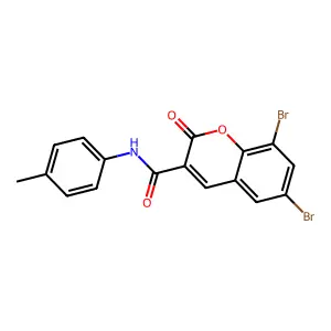 6,8-dibromo-N-(4-methylphenyl)-2-oxochromene-3-carboxamide structure