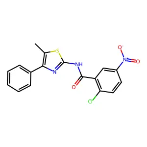 2-chloro-N-(5-methyl-4-phenyl-1,3-thiazol-2-yl)-5-nitrobenzamide structure