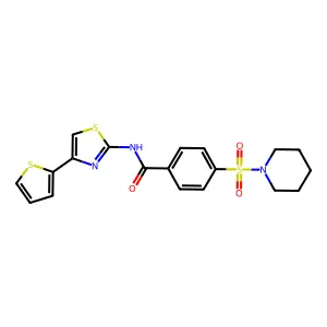 4-piperidin-1-ylsulfonyl-N-(4-thiophen-2-yl-1,3-thiazol-2-yl)benzamide structure