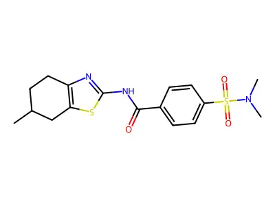 4-(dimethylsulfamoyl)-N-(6-methyl-4,5,6,7-tetrahydro-1,3-benzothiazol-2-yl)benzamide structure