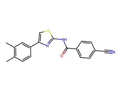 4-cyano-N-[4-(3,4-dimethylphenyl)-1,3-thiazol-2-yl]benzamide structure