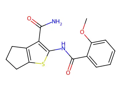 2-[(2-methoxybenzoyl)amino]-5,6-dihydro-4H-cyclopenta[b]thiophene-3-carboxamide structure
