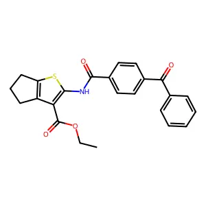 ethyl 2-(4-benzoylbenzamido)-5,6-dihydro-4H-cyclopenta[b]thiophene-3-carboxylate structure