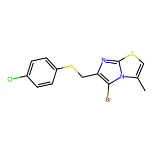5-Bromo-6-(((4-chlorophenyl)thio)methyl)-3-methylimidazo[2,1-b]thiazole structure