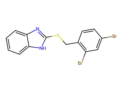 2-((2,4-dibromobenzyl)thio)-1H-benzo[d]imidazole structure