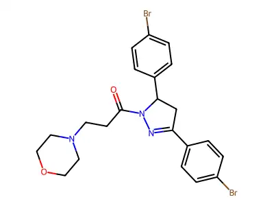 1-(3,5-bis(4-bromophenyl)-4,5-dihydro-1H-pyrazol-1-yl)-3-morpholinopropan-1-one structure
