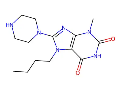 7-Butyl-3-methyl-8-piperazin-1-ylpurine-2,6-dione structure