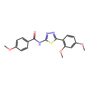 N-[5-(2,4-dimethoxyphenyl)-1,3,4-thiadiazol-2-yl]-4-methoxybenzamide structure