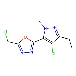 2-(4-chloro-3-ethyl-1-methyl-1H-pyrazol-5-yl)-5-(chloromethyl)-1,3,4-oxadiazole structure