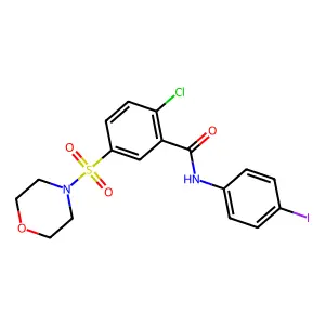 2-chloro-N-(4-iodophenyl)-5-morpholin-4-ylsulfonylbenzamide structure