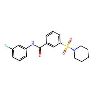 N-(3-fluorophenyl)-3-(1-piperidinylsulfonyl)benzamide structure