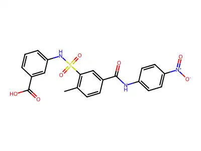 3-[[2-methyl-5-[(4-nitrophenyl)carbamoyl]phenyl]sulfonylamino]benzoic Acid structure