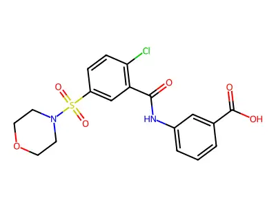3-[[2-Chloro-5-(4-morpholinylsulfonyl)benzoyl]amino]benzoic acid structure