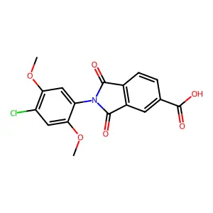 2-(4-chloro-2,5-dimethoxyphenyl)-1,3-dioxo-2,3-dihydro-1H-isoindole-5-carboxylic acid structure