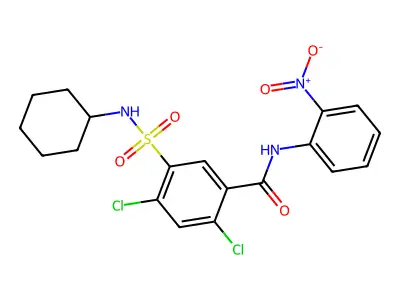 2,4-dichloro-5-(cyclohexylsulfamoyl)-N-(2-nitrophenyl)benzamide structure