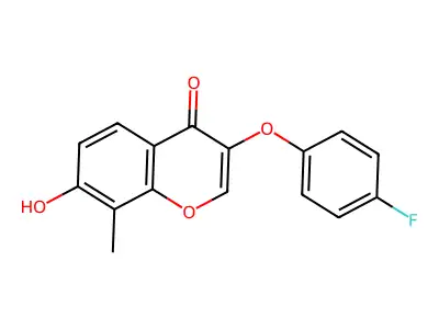 3-(4-fluorophenoxy)-7-hydroxy-8-methyl-4H-chromen-4-one structure