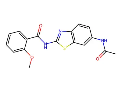 N-(6-acetamido-1,3-benzothiazol-2-yl)-2-methoxybenzamide structure