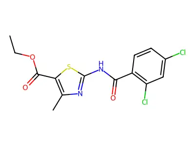 Ethyl 2-[(2,4-dichlorobenzoyl)amino]-4-methyl-1,3-thiazole-5-carboxylate structure