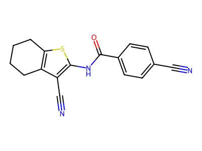 4-cyano-N-(3-cyano-4,5,6,7-tetrahydro-1-benzothiophen-2-yl)benzamide structure