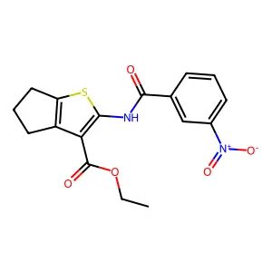 ethyl 2-(3-nitrobenzamido)-5,6-dihydro-4H-cyclopenta[b]thiophene-3-carboxylate structure