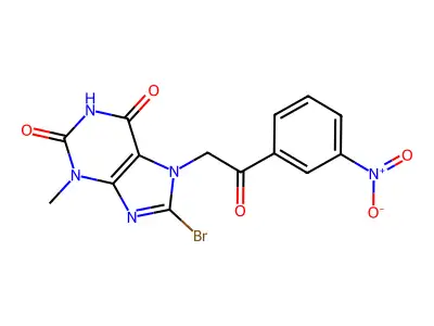 8-Bromo-3-methyl-7-[2-(3-nitrophenyl)-2-oxoethyl]purine-2,6-dione structure