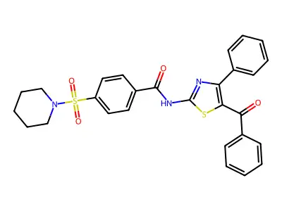 N-(5-benzoyl-4-phenylthiazol-2-yl)-4-(piperidin-1-ylsulfonyl)benzamide structure