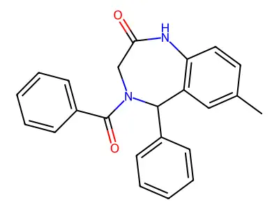 4-benzoyl-7-methyl-5-phenyl-3,5-dihydro-1H-1,4-benzodiazepin-2-one structure