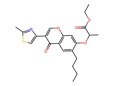 ethyl 2-{[6-butyl-3-(2-methyl-1,3-thiazol-4-yl)-4-oxo-4H-chromen-7-yl]oxy}propanoate structure