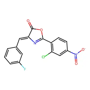 2-{2-chloro-4-nitrophenyl}-4-(3-fluorobenzylidene)-1,3-oxazol-5(4H)-one structure