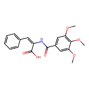 (E)-3-phenyl-2-[(3,4,5-trimethoxybenzoyl)amino]prop-2-enoic acid structure