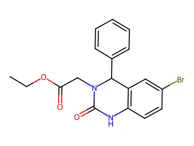 Ethyl 2-(6-bromo-2-oxo-4-phenyl-1,4-dihydroquinazolin-3-yl)acetate structure