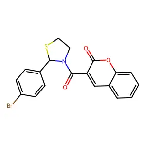 3-{[2-(4-bromophenyl)-1,3-thiazolidin-3-yl]carbonyl}-2H-chromen-2-one structure