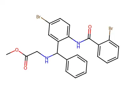 Methyl 2-(((5-bromo-2-(2-bromobenzamido)phenyl)(phenyl)methyl)amino)acetate structure