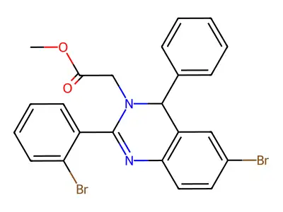 methyl 2-[6-bromo-2-(2-bromophenyl)-4-phenyl-4H-quinazolin-3-yl]acetate structure