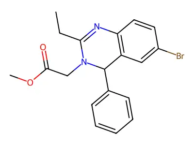Methyl 2-(6-bromo-2-ethyl-4-phenyl-3,4-dihydroquinazolin-3-yl)acetate structure