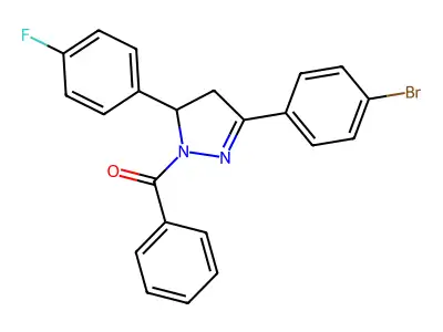 1-benzoyl-3-(4-bromophenyl)-5-(4-fluorophenyl)-4,5-dihydro-1H-pyrazole structure
