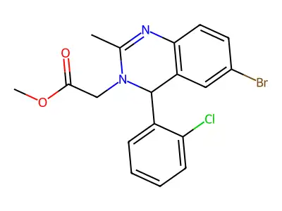 methyl [6-bromo-4-(2-chlorophenyl)-2-methylquinazolin-3(4H)-yl]acetate structure
